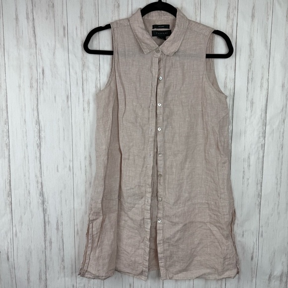 Tahari 100% linen small cream tan tank - Picture 1 of 4